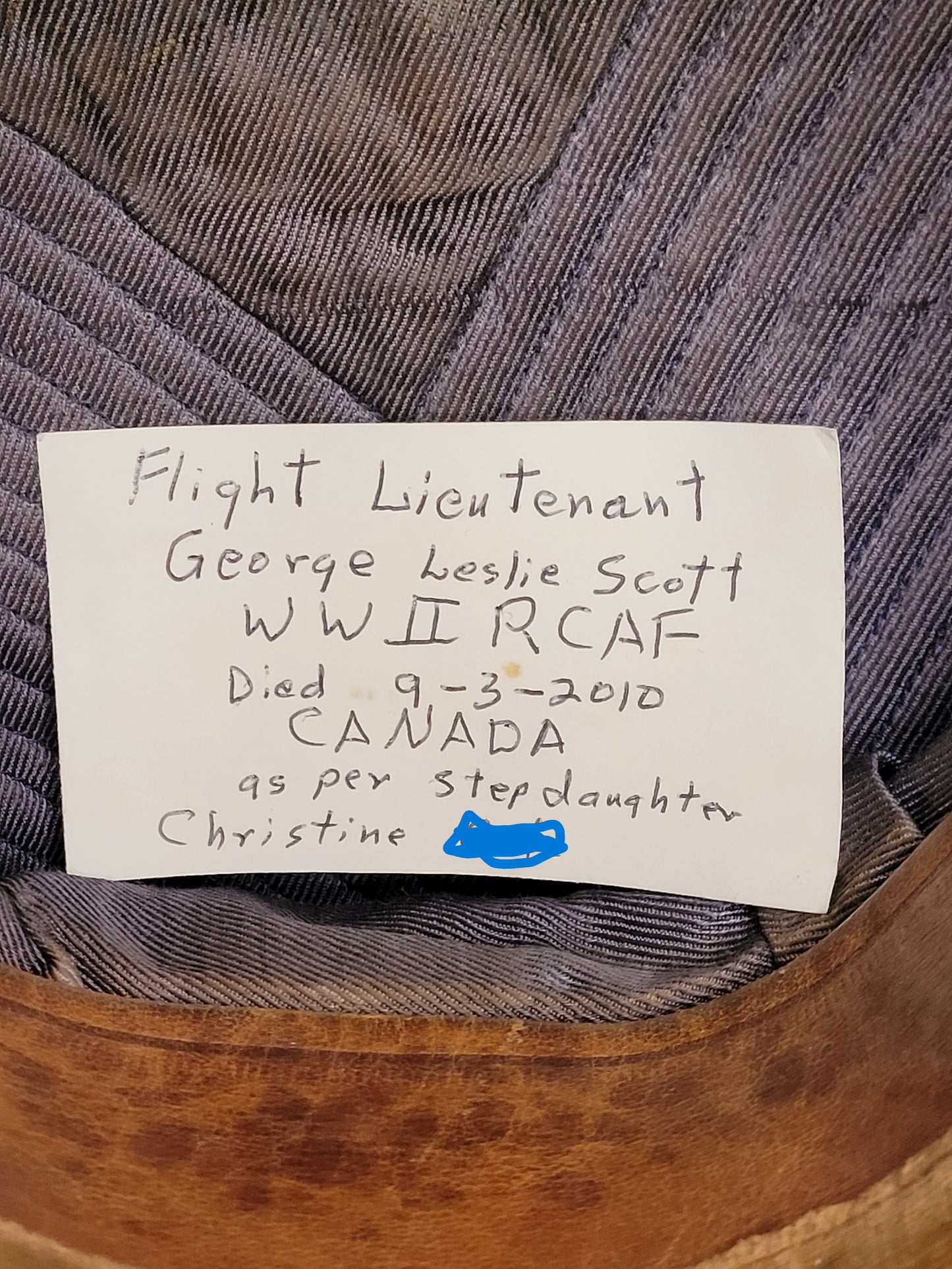 WW2 Royal Canadian Air Force RCAF Officers' Service Cap, Attributed