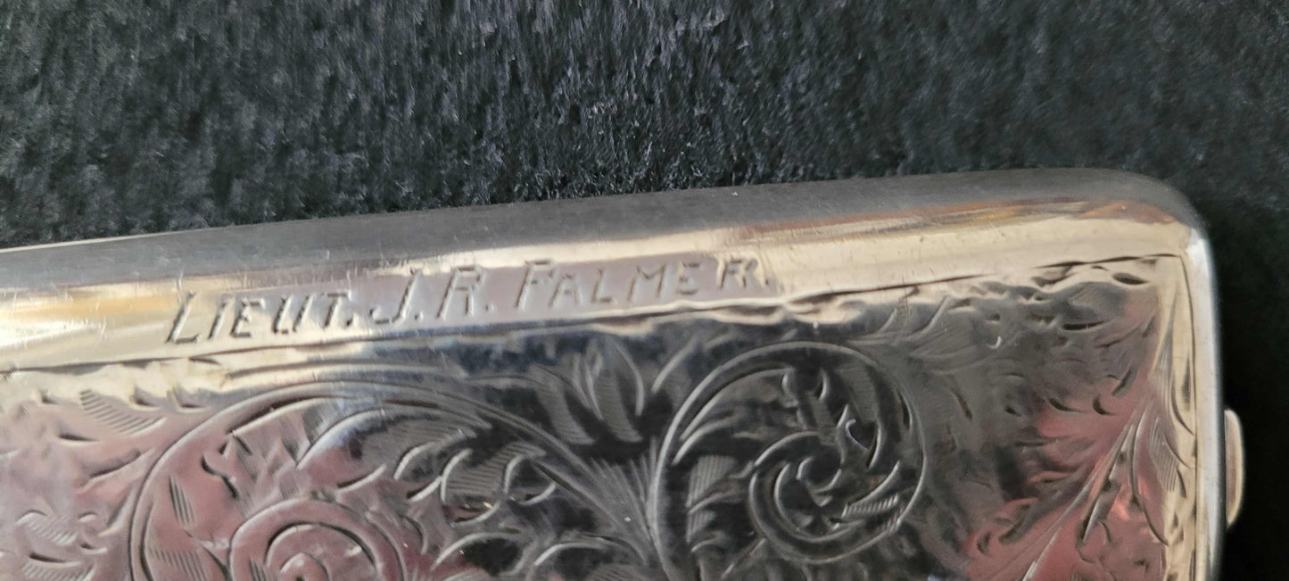 WW1 Sterling Silver Cigarette Case Named to Lt. J.R. Palmer, 1st Mounted Rifles