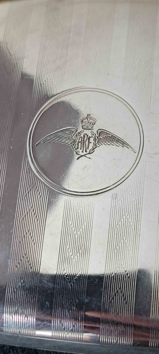 WW1 Sterling Silver Cigarette Case with ARF (RAF) Engraved Wings