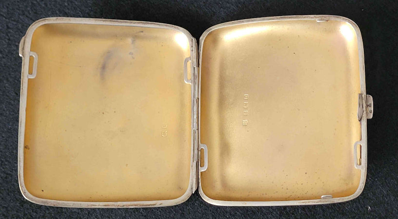 WW1 Sterling Silver Cigarette Case with ARF (RAF) Engraved Wings