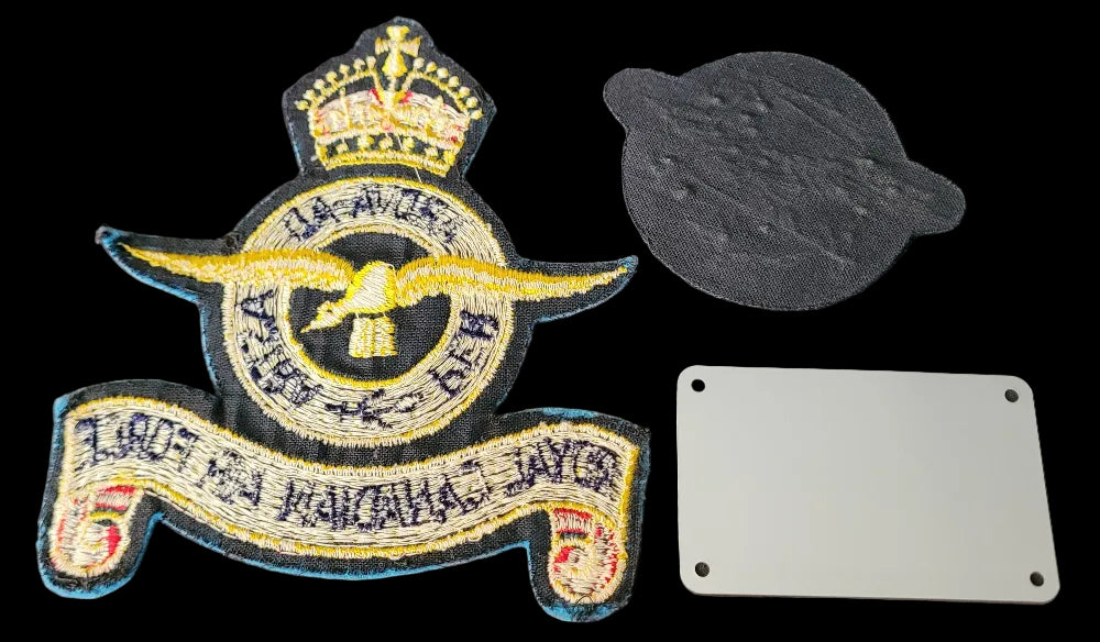 RCAF Patches and 1989 Ottawa Canada RCAF P.O.W. Reunion Card