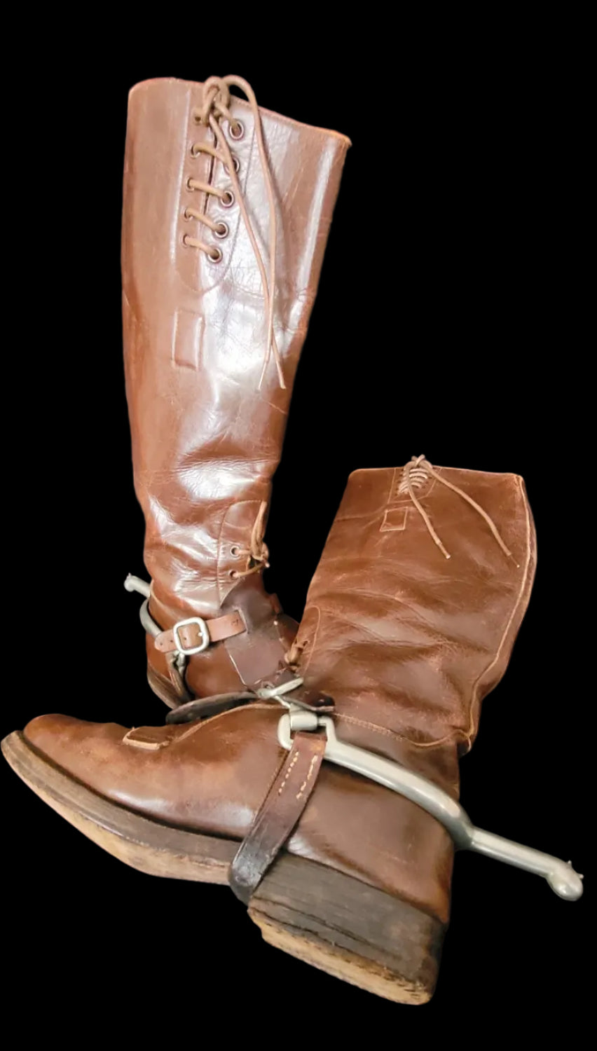 WW1 Officers Boots with Spurs 1918 Dated and C-Broad Arrowed