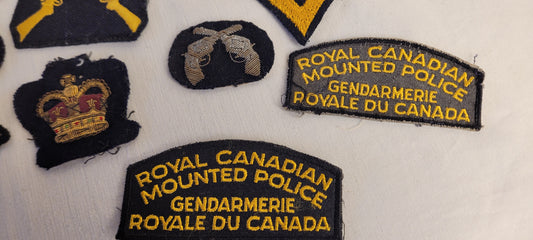 RCMP cloth insignia lot rank stripes, service stars, bullion marksman 1