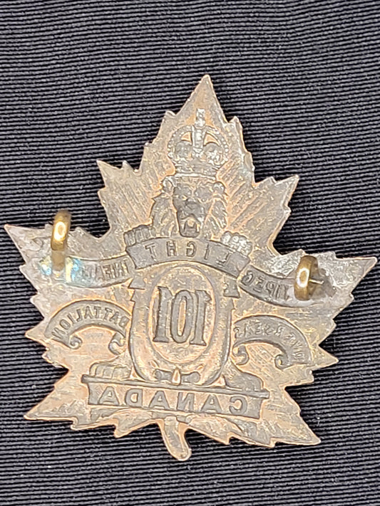WW1 CEF 101st Battalion (Winnipeg Light Infantry) Cap Badge