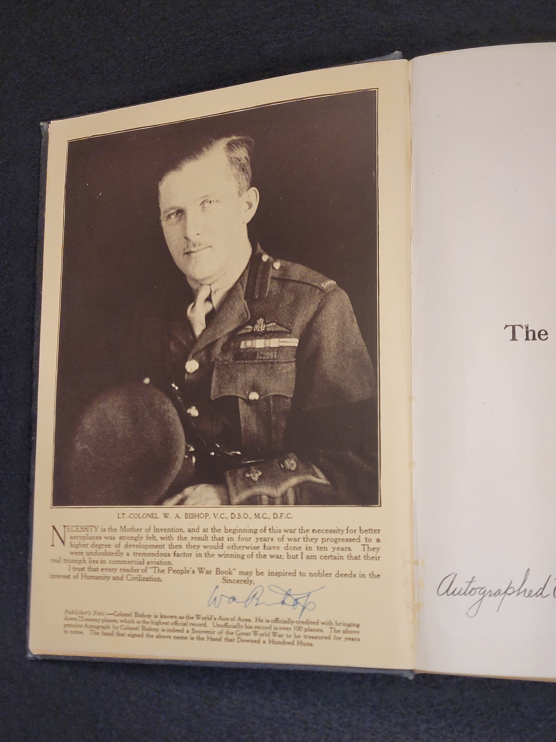 Vintage photograph of a person in military uniform on a book page with text.