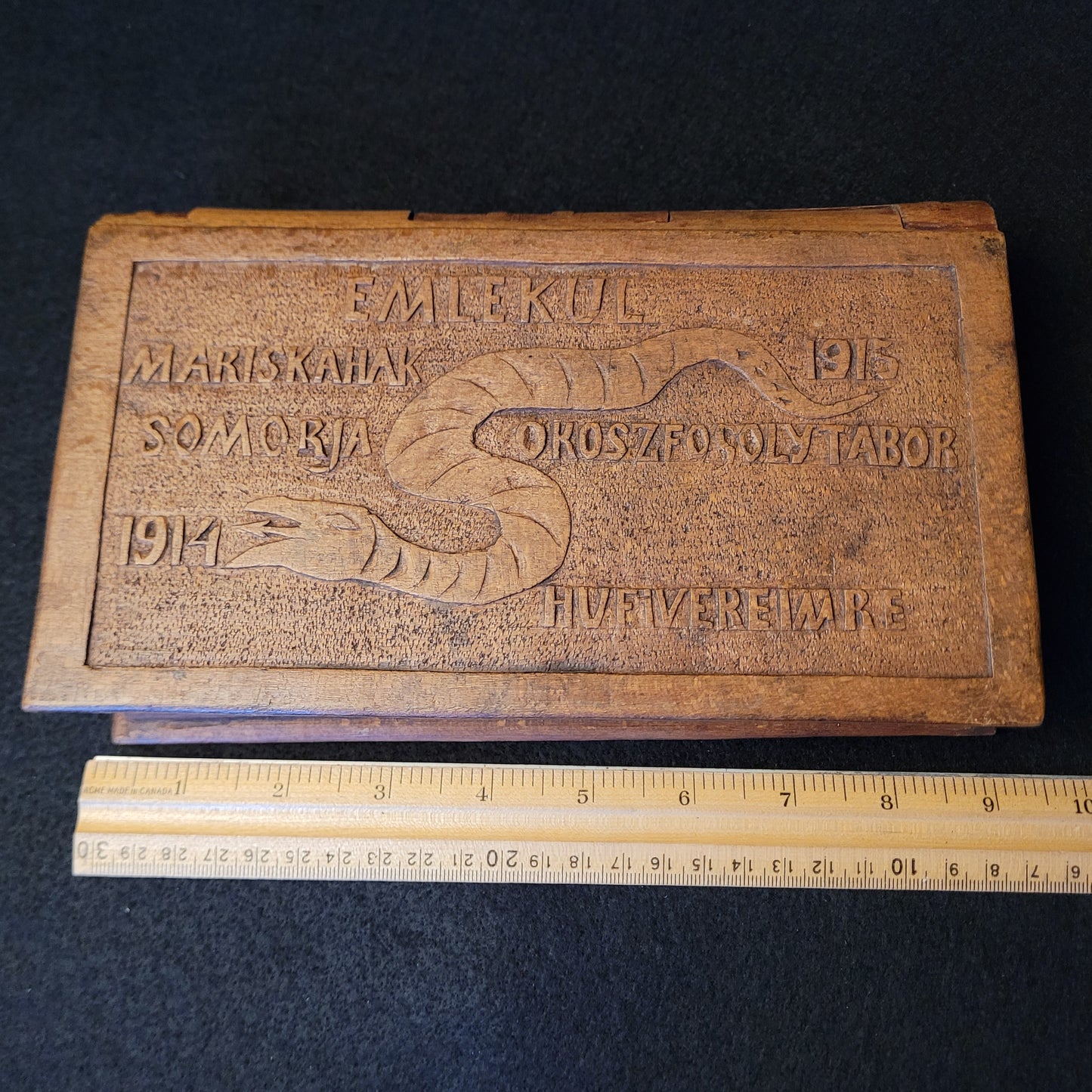 WW1 Hungarian POW Hand Carved Wooden Cigar or Trinket Box