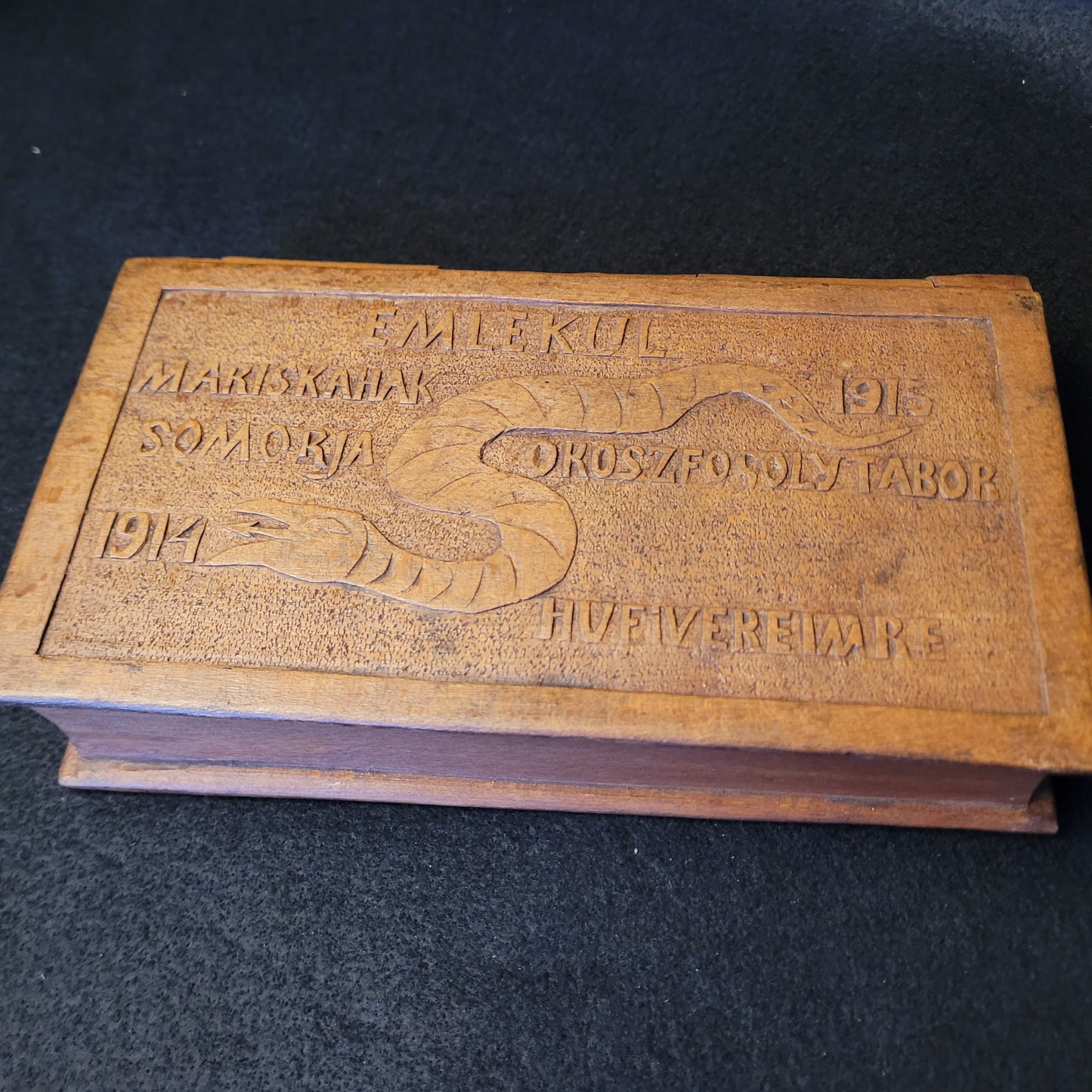 WW1 Hungarian POW Hand Carved Wooden Cigar or Trinket Box