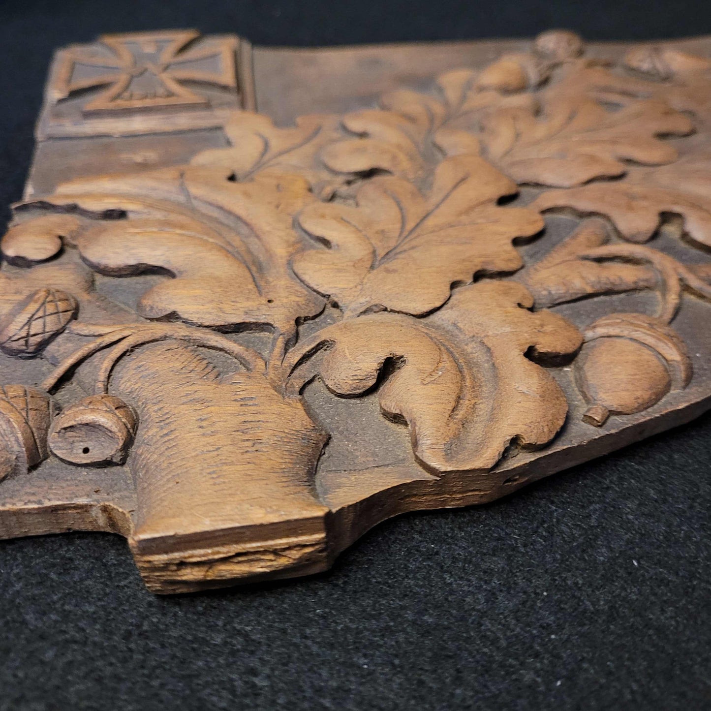 WW1 German Hand Carved Wooden Trench Art Plaque "War Memories" 1914