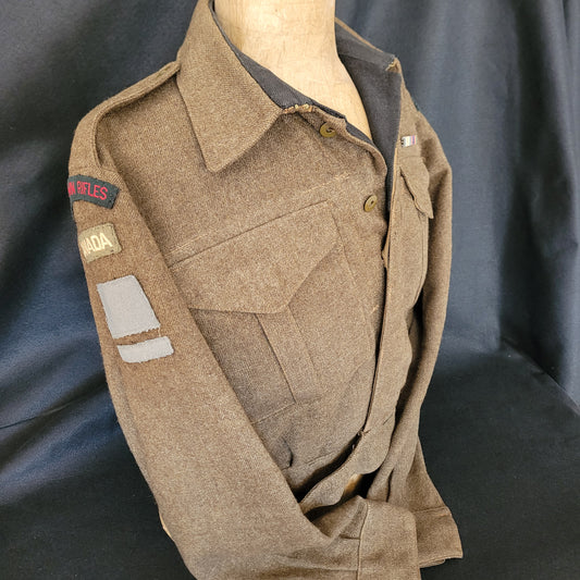WW2 Queen's Own Rifles Battle Dress - Named to Rifleman Gordon Dickinson
