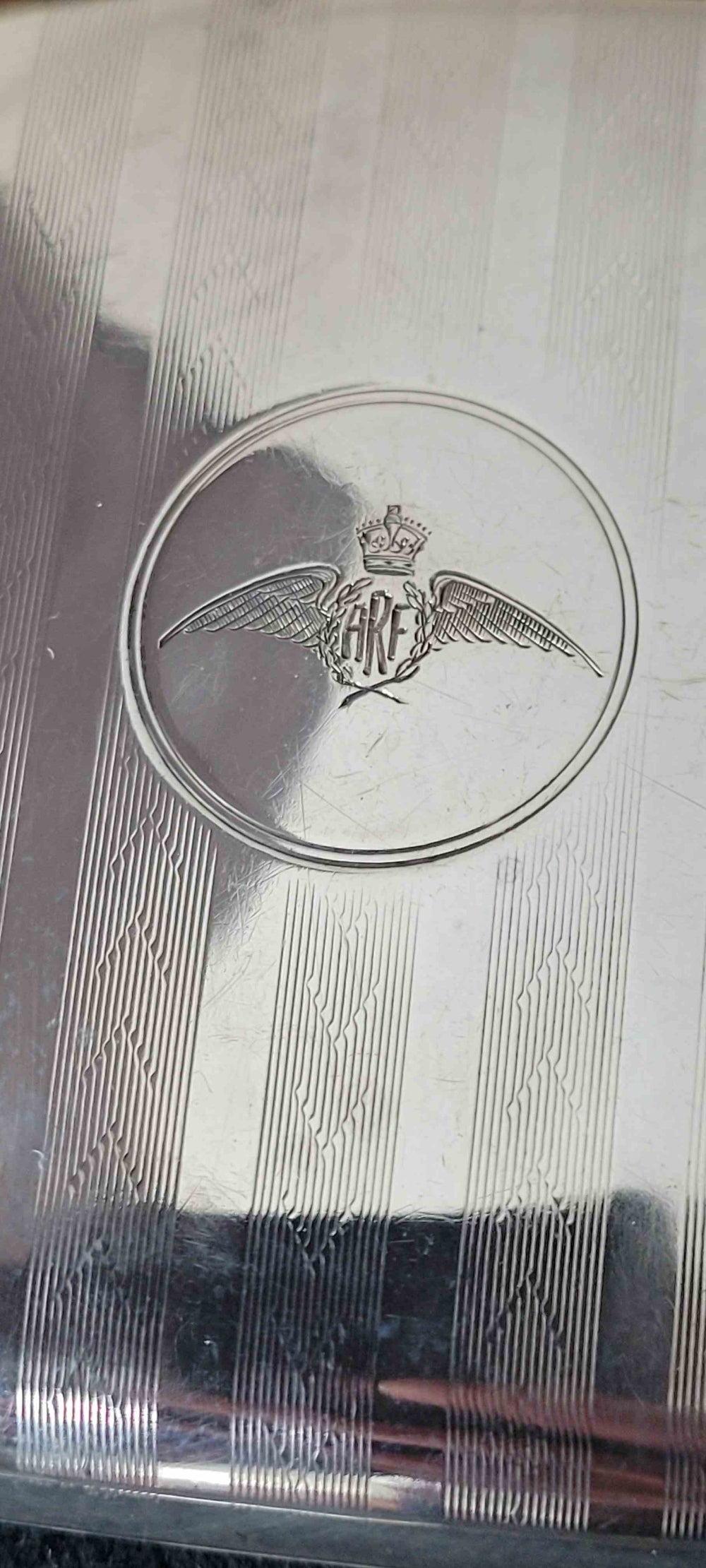 WW1 Sterling Silver Cigarette Case with ARF (RAF) Engraved Wings