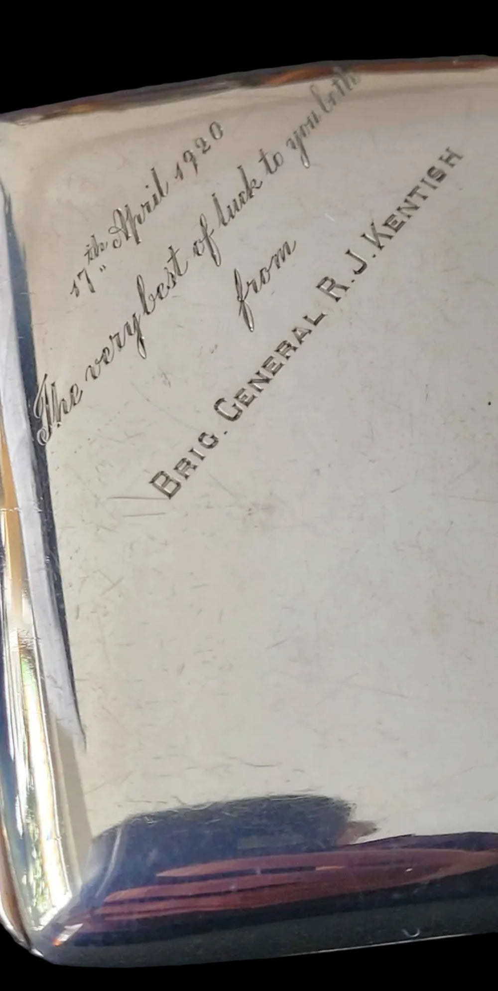 WW1 Sterling Silver Cigarette Presented by Brigadier R.J. Kentish