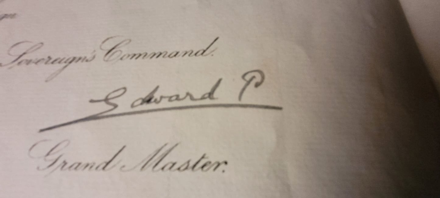 WW1 Very Early MBE Document Hand Signed by Edward, Prince of Wales