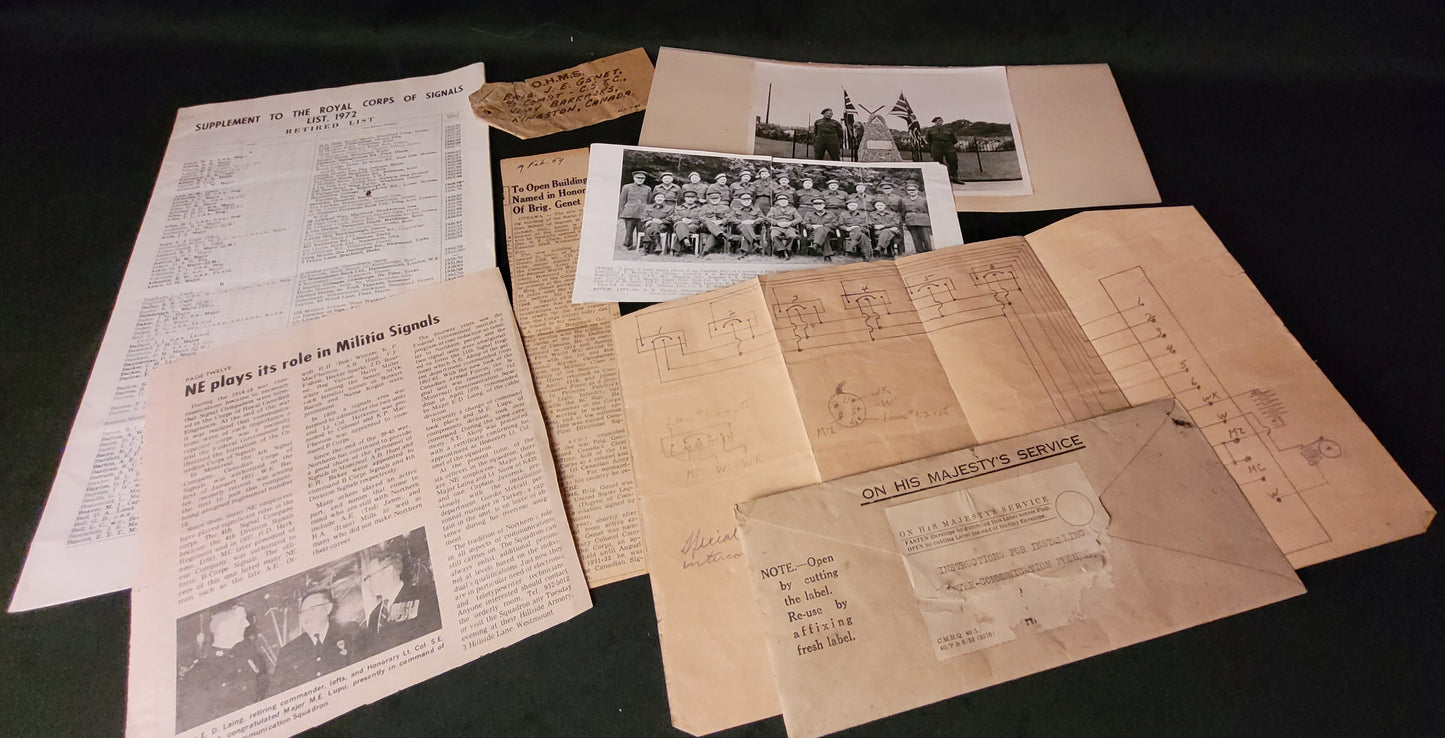 Large Ephemera Collection to Brigadier John Ernest Genet, C.B.E, M.C., C.D.