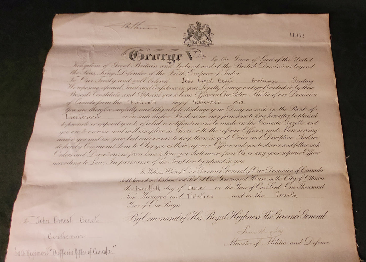 Large Ephemera Collection to Brigadier John Ernest Genet, C.B.E, M.C., C.D.