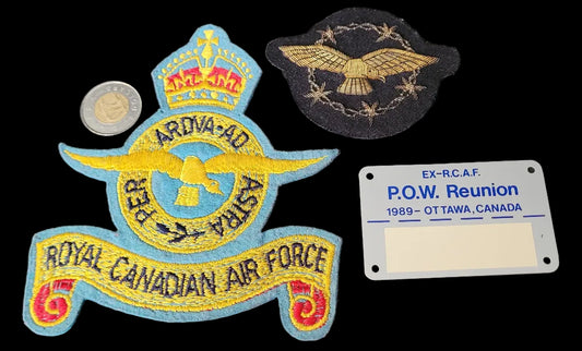 RCAF Patches and 1989 Ottawa Canada RCAF P.O.W. Reunion Card