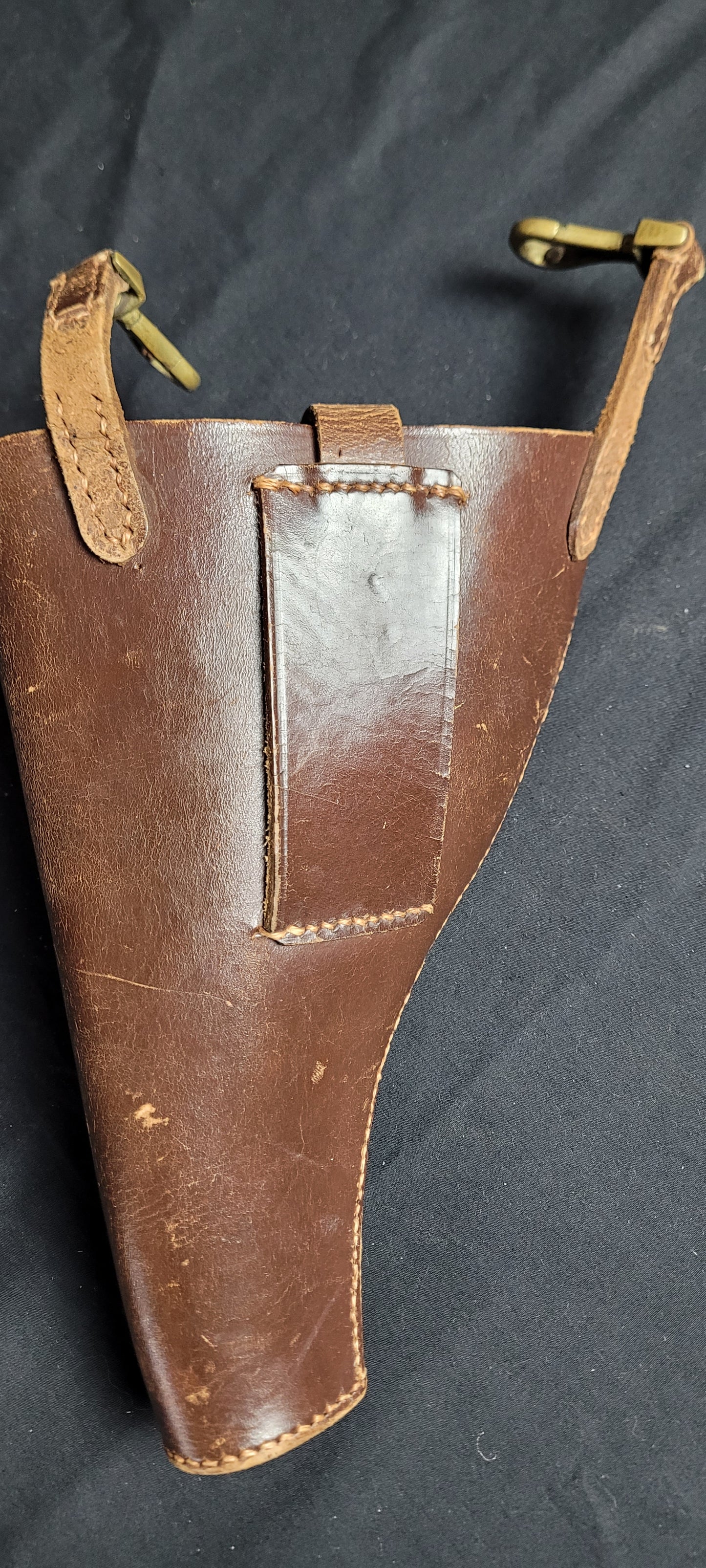 Leather Open Top Holster with Brass Sam Browne Attachments