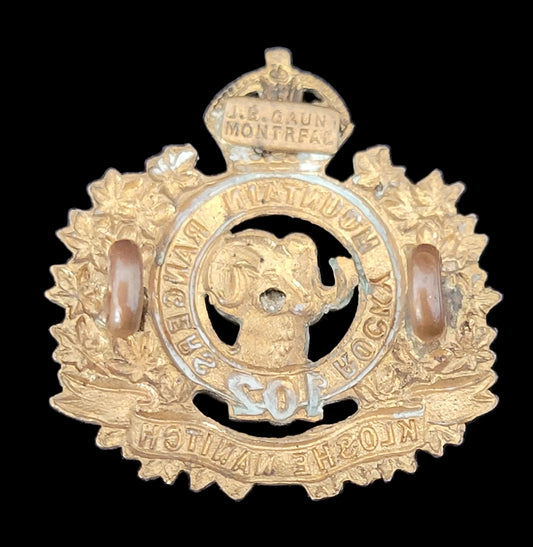 Cap Badge to the 102nd Regiment, Rocky Mountain Rangers back