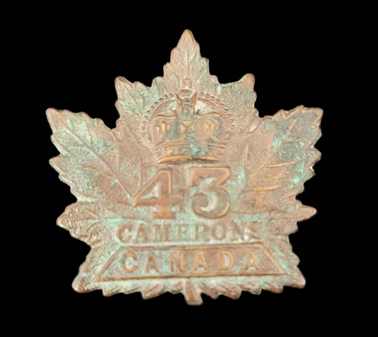Collar Badge to the Canadian 43rd Battalion Cameron Highlanders