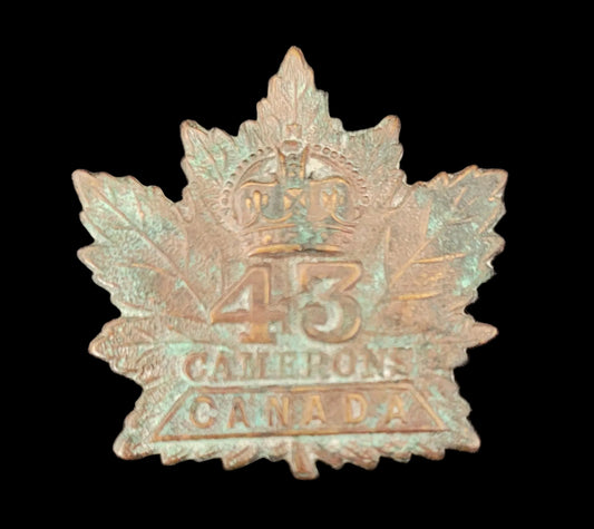 Collar Badge to the Canadian 43rd Battalion Cameron Highlanders
