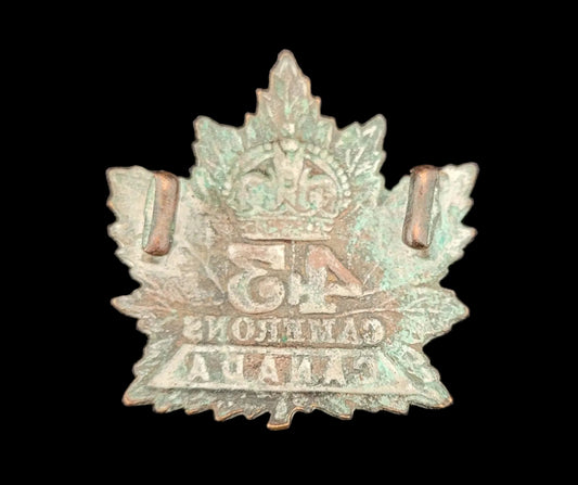 Collar Badge to the Canadian 43rd Battalion Cameron Highlanders back