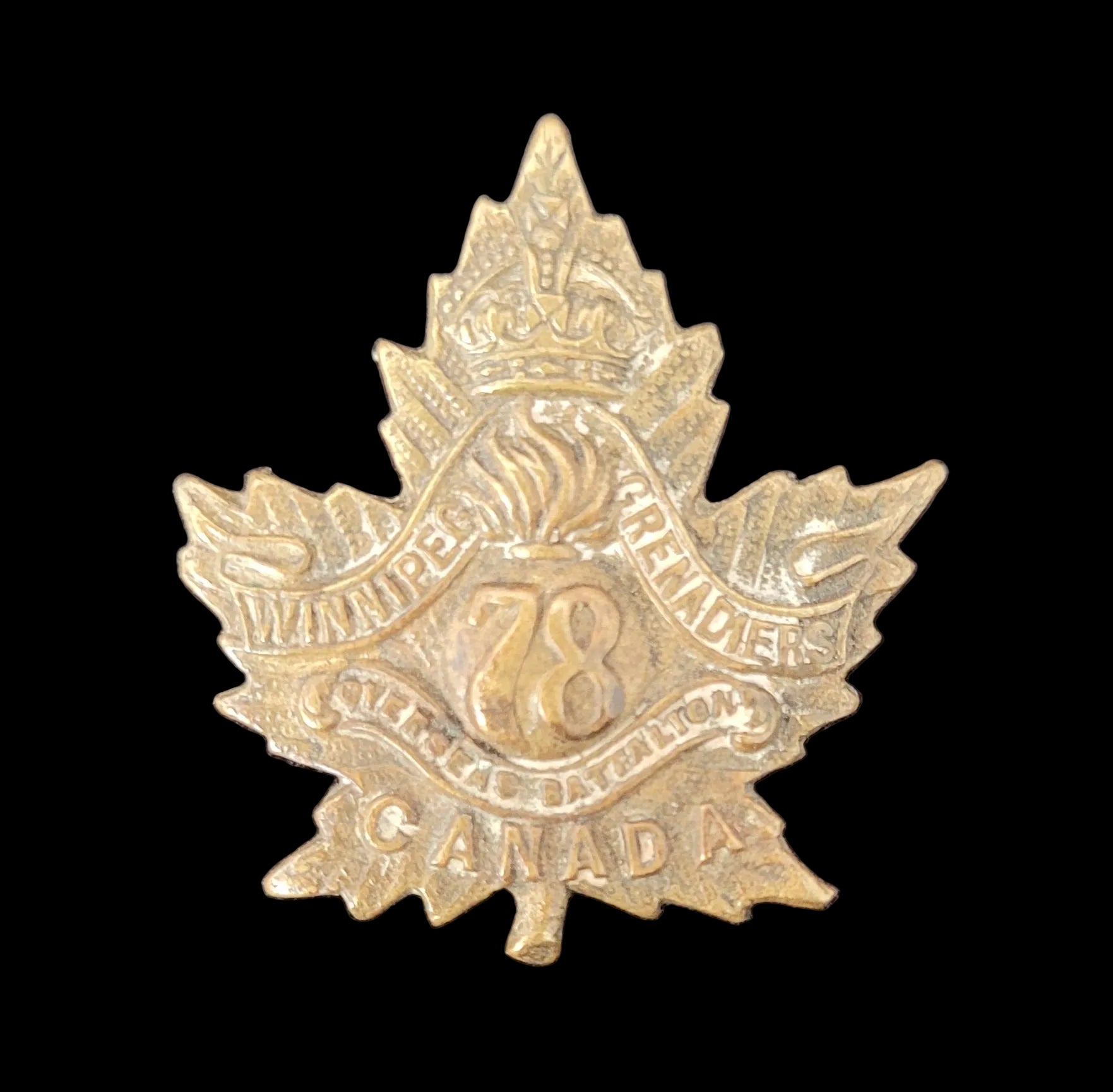 Collar Badge to the Canadian 78th Battalion (Winnipeg Grenadiers)