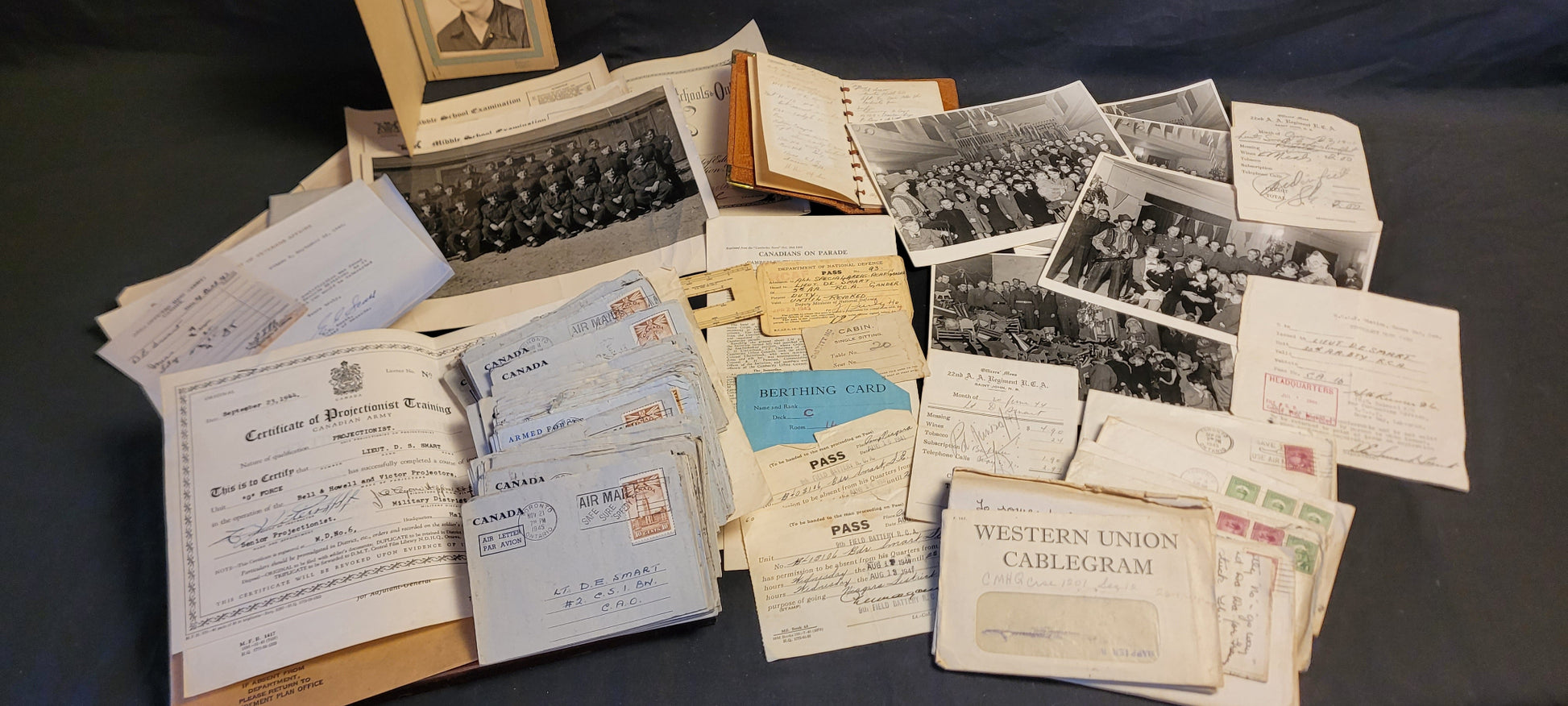 Ephemera and photos Lt. Douglas Smart RCA Royal Canadian Artillery
