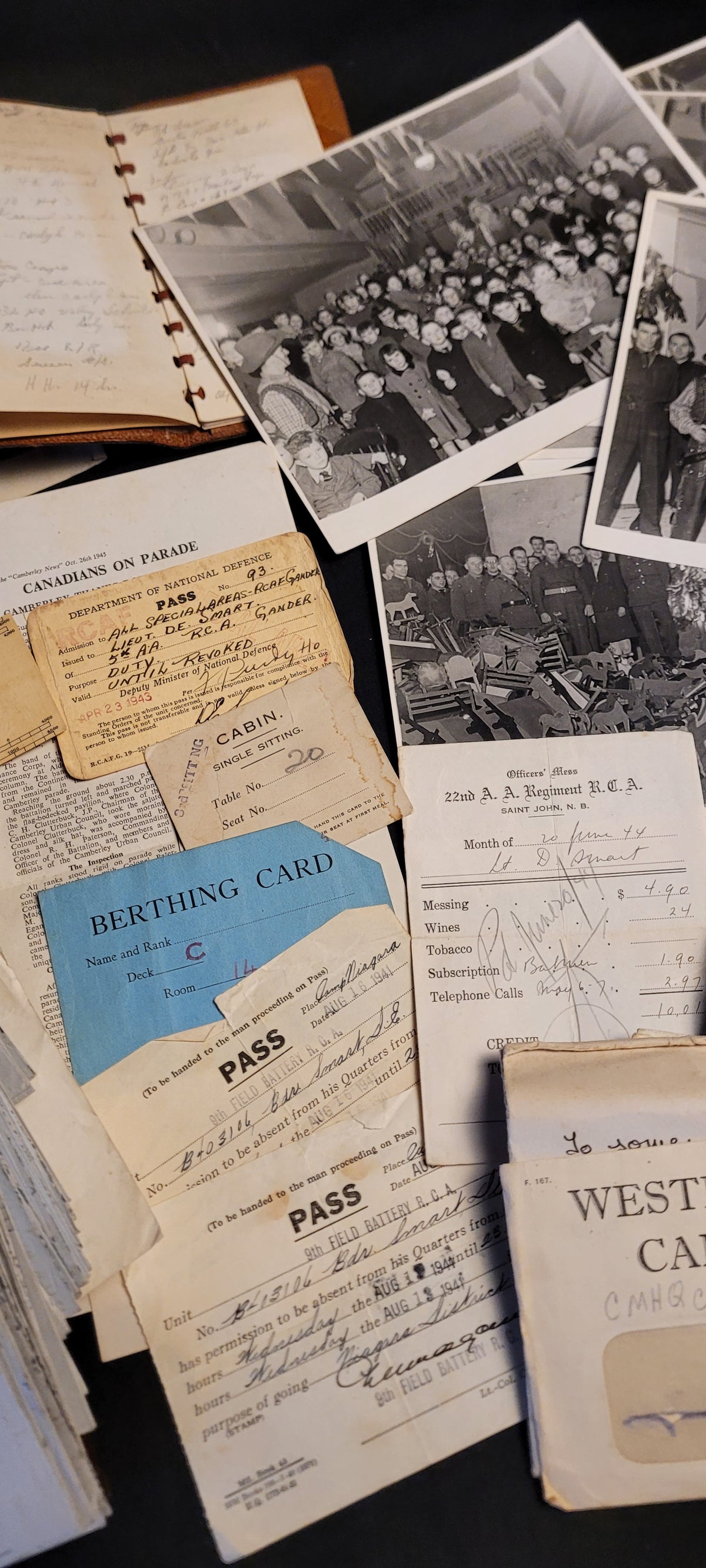 Ephemera and photos Lt. Douglas Smart RCA Royal Canadian Artillery 2