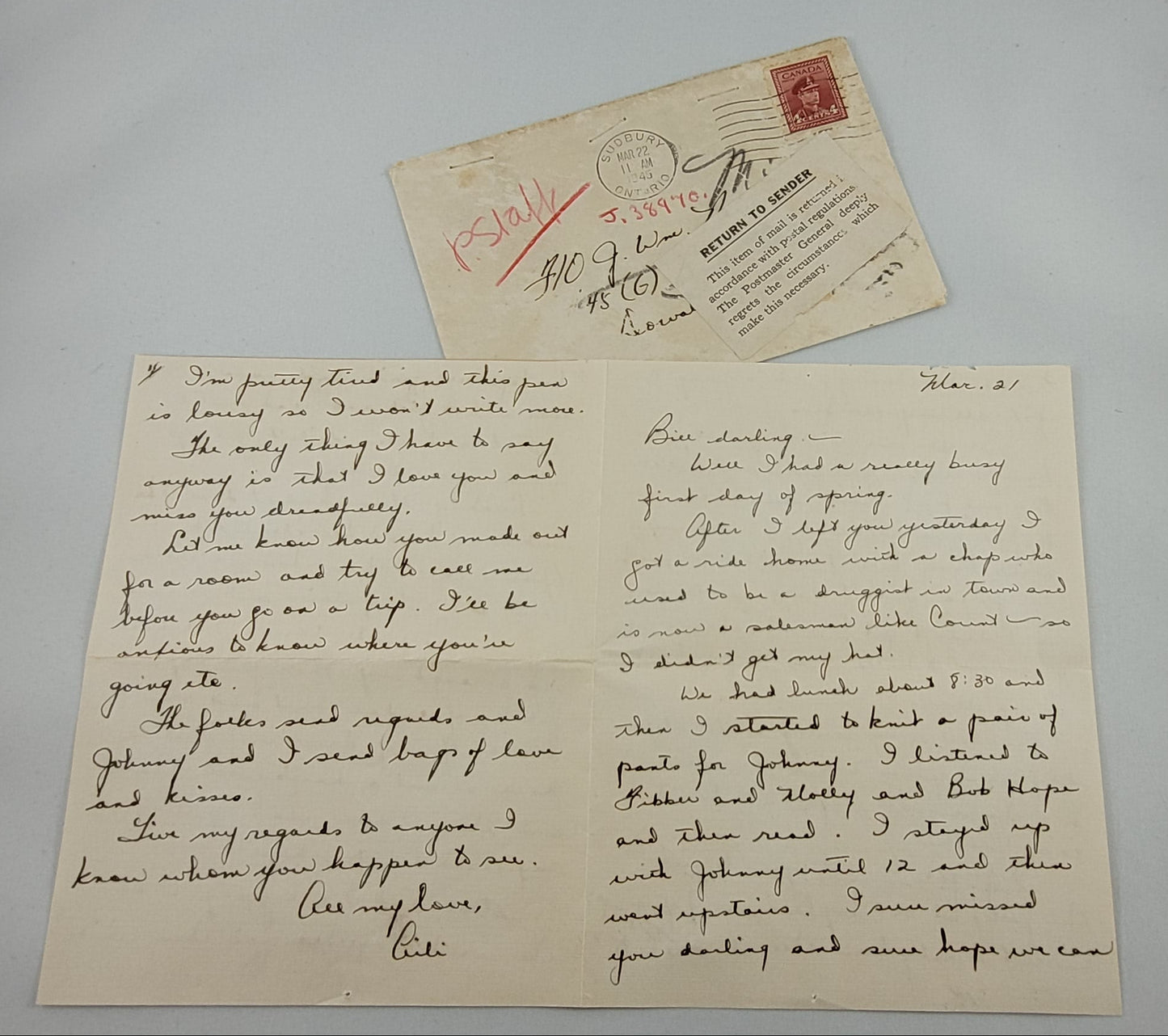 J.W. Newman Letter Returned to Widow