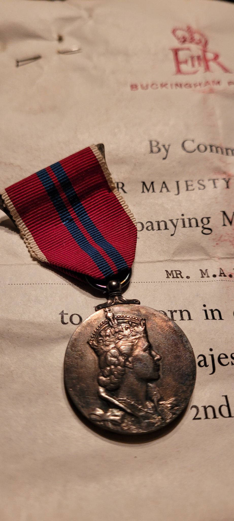 Queen Elizabeth II Coronation Medal with Citation