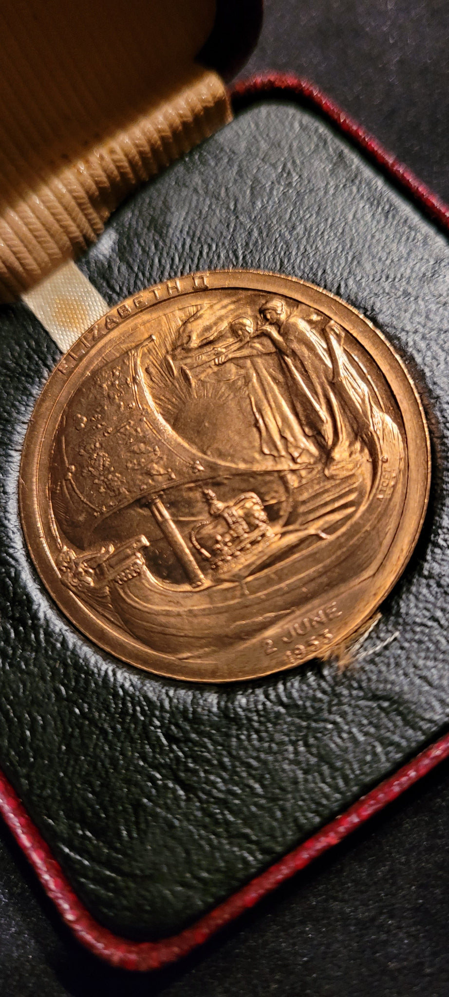 Queen Elizabeth II Coronation Medallion with Box obverse