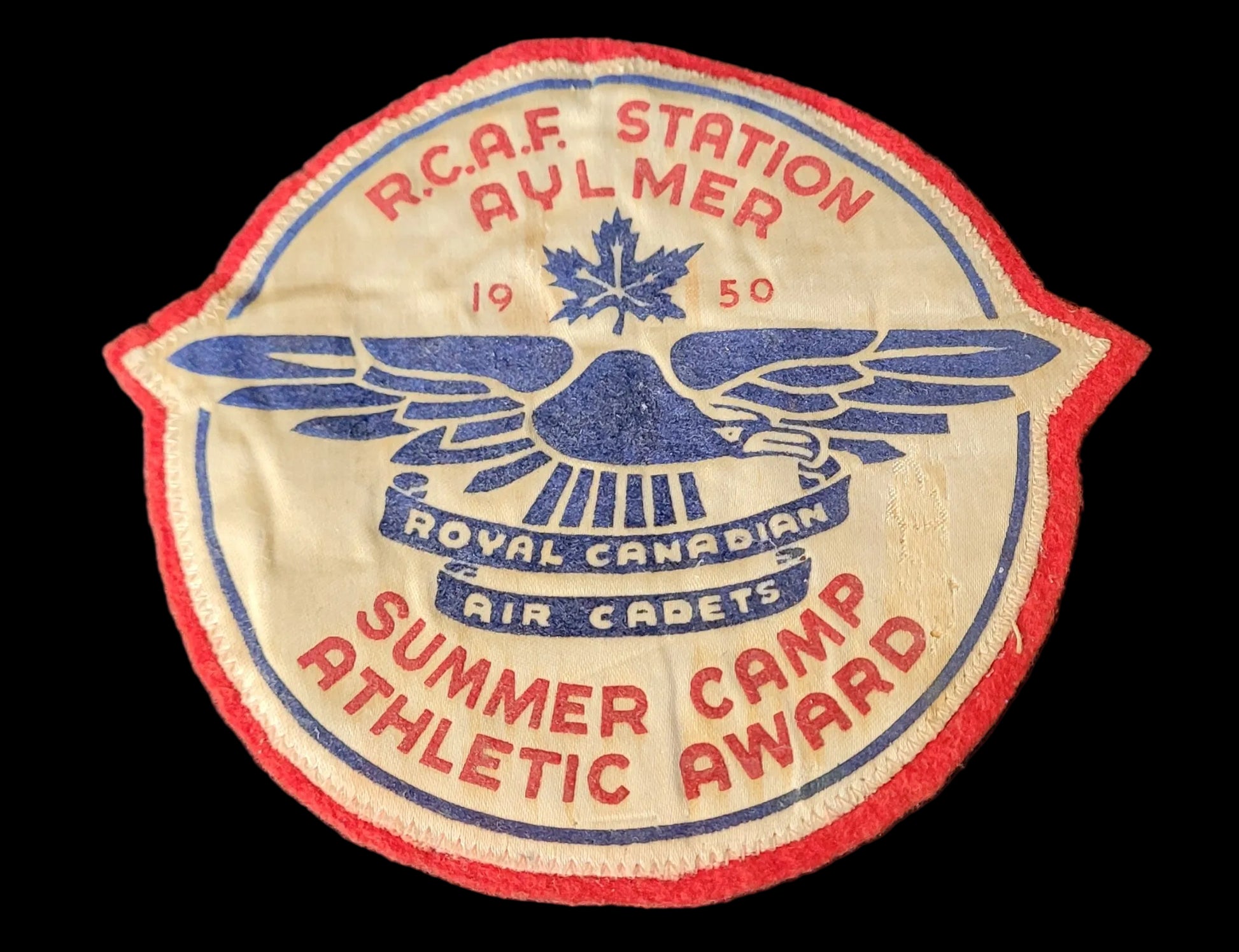 RCAF Station Aylmer Royal Canadian Air Cadets Summer Camp Athletic Award 1950 Patch