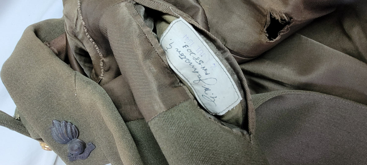 RCA Royal Canadian Artillery officer tunic 1941 named to G.W. Johnston captain 7