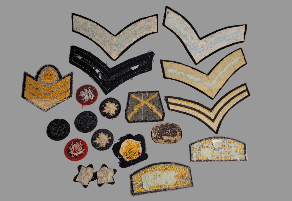 RCMP cloth insignia lot rank stripes, service stars, bullion marksman 4