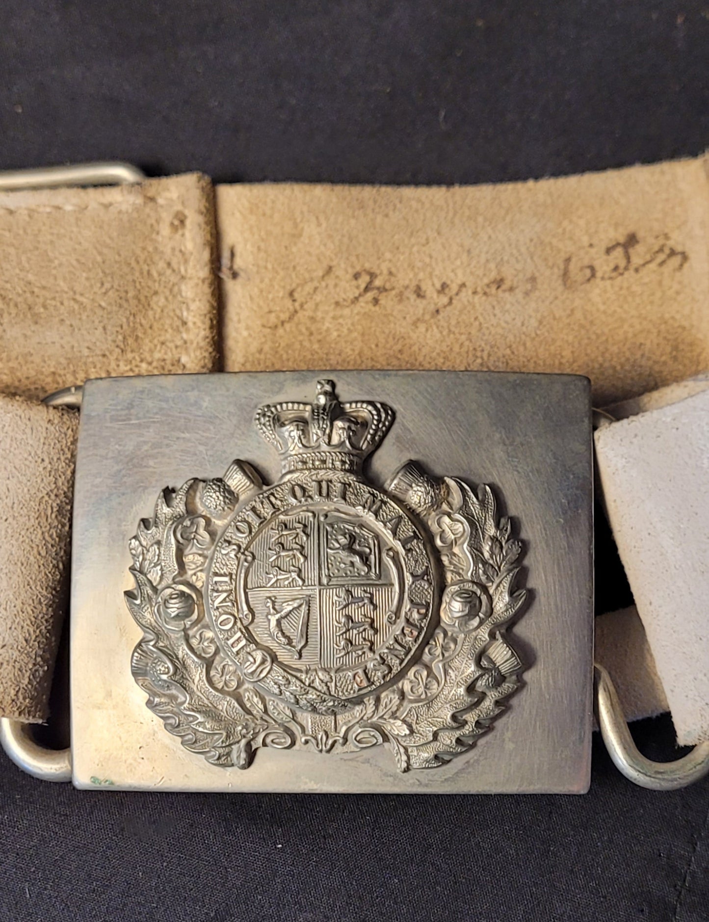 Victorian British Volunteer Artillery buff belt with buckle 1