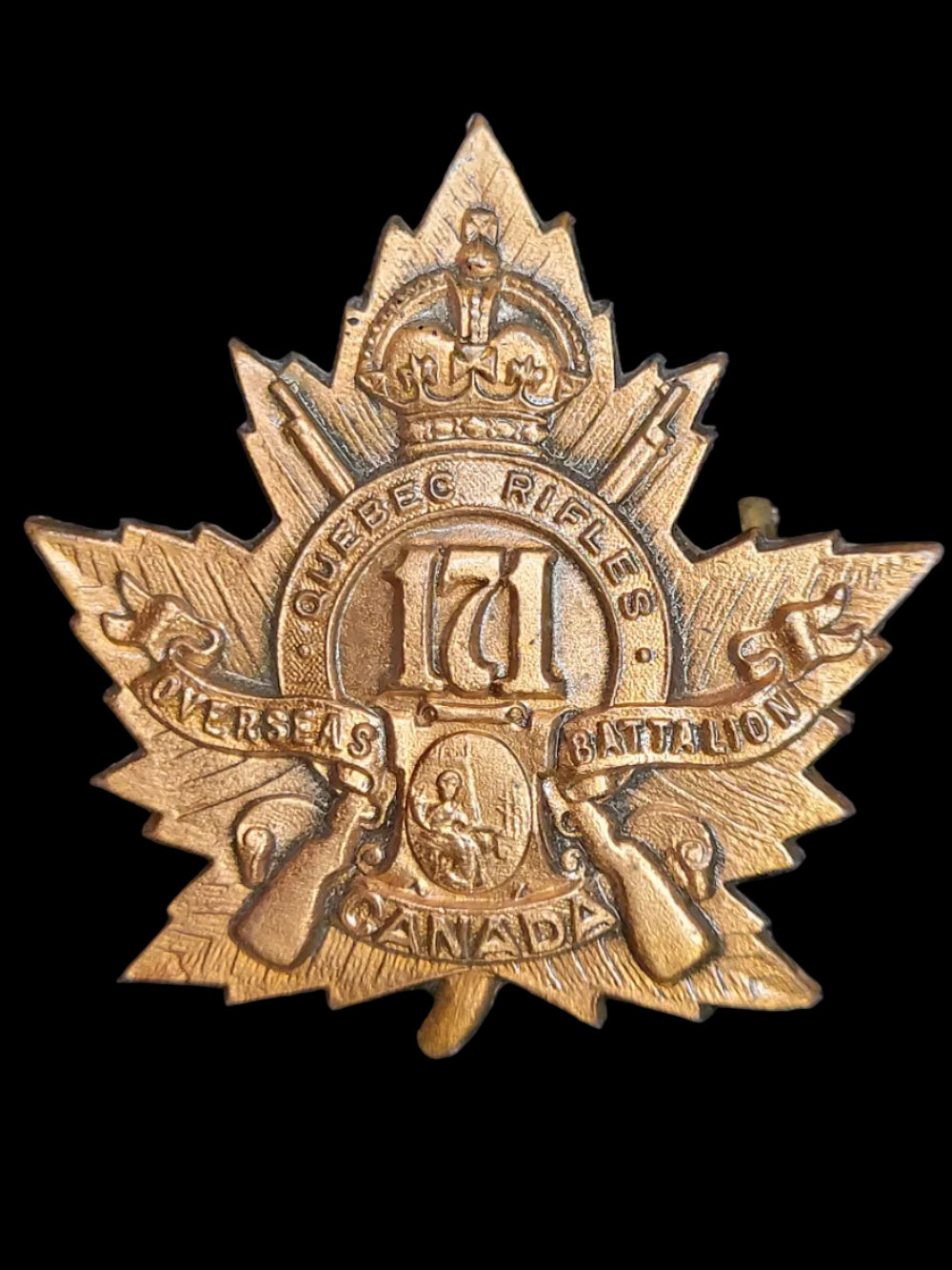 WW1 CEF 171st Battalion (Quebec Rifles) Cap Badge