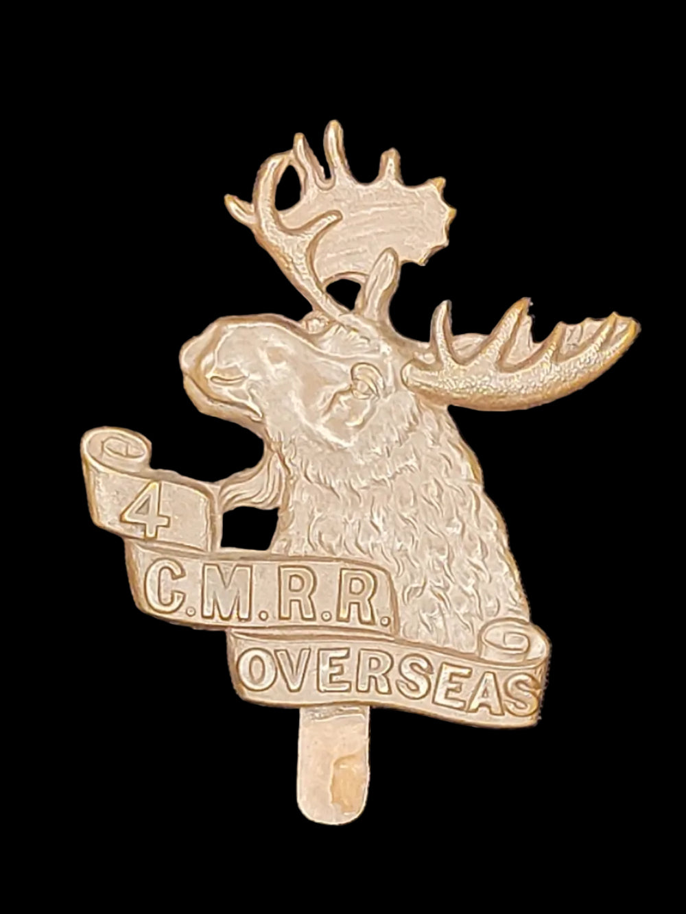 WW1 CEF 4th C.M.R.R. Cap Badge, Tiptaft