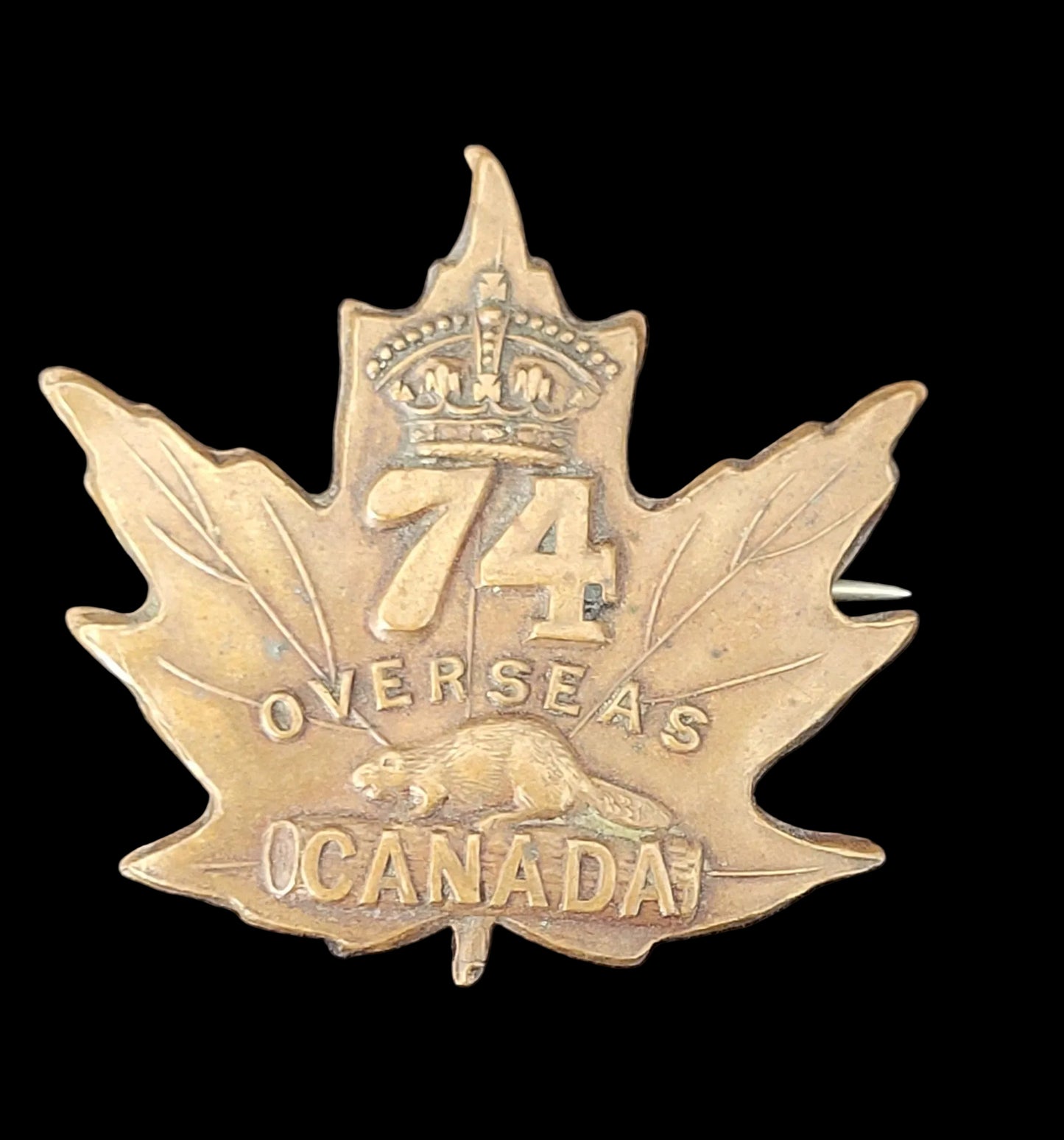 WW1 Collar Badge to the 74th Battalion (CEF)