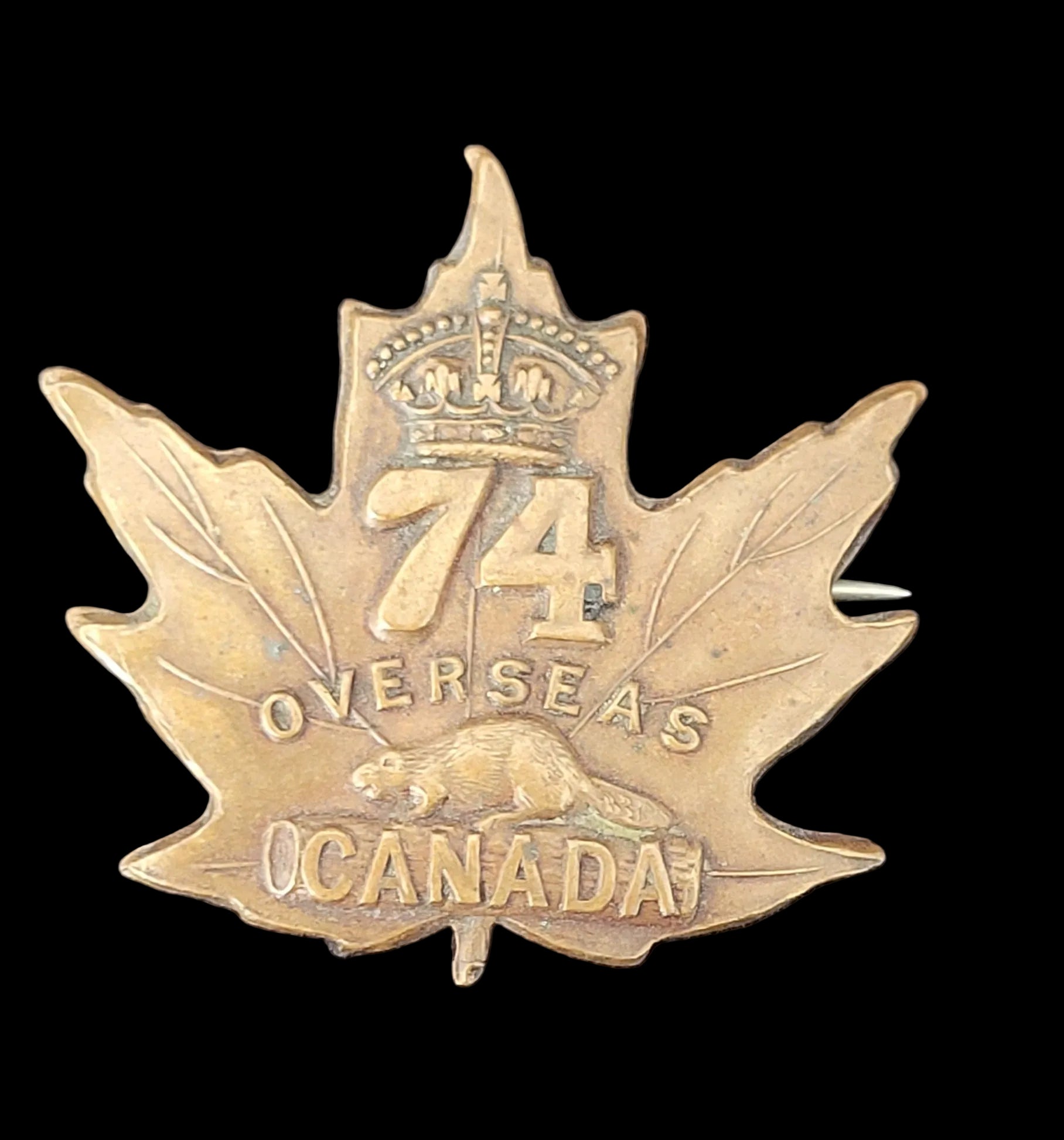 WW1 Collar Badge to the 74th Battalion (CEF)
