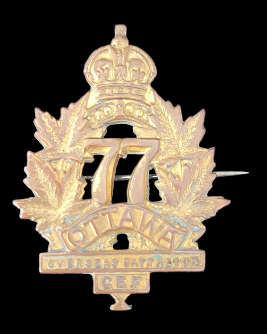 WW1 Collar Badge to the 77th Battalion (Ottawa)