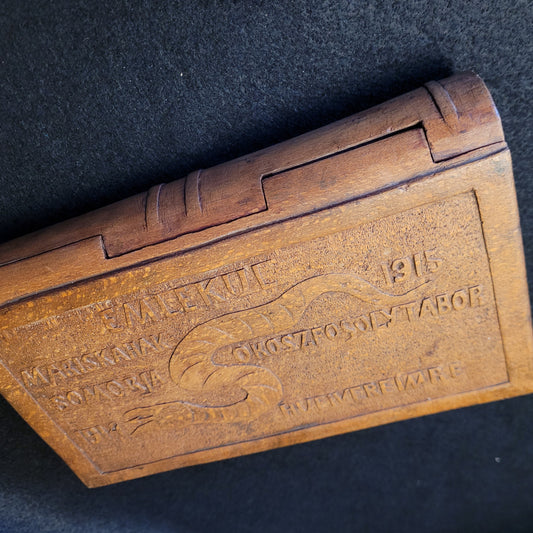 WW1 Hungarian POW Hand Carved Wooden Cigar or Trinket Box
