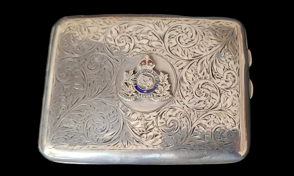 WW1 Sterling Silver Cigarette Case Named to Lt. J.R. Palmer, 1st Mounted Rifles
