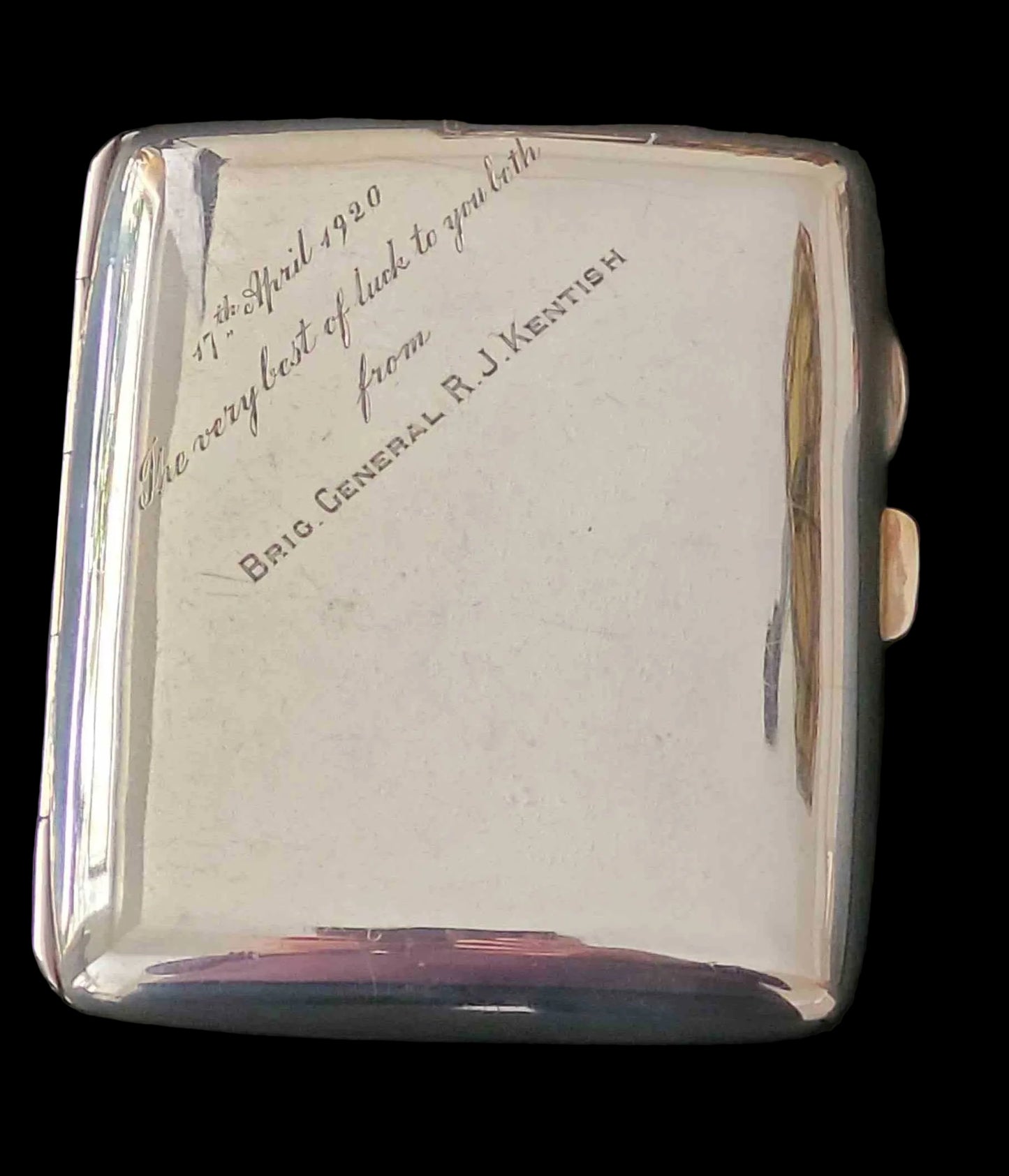 WW1 Sterling Silver Cigarette Presented by Brigadier R.J. Kentish