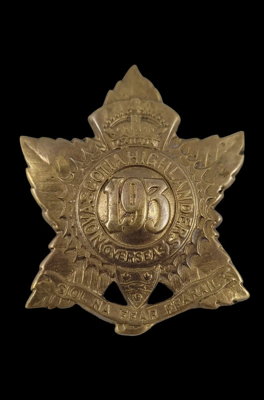 WWI CEF Cap Badge to the 193rd Overseas Battalion (Nova Scotia Highlanders)